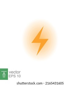 Lightning bolt thunder icon. Power energy battery concept. Glowing yellow on black background. Vector illustration isolated. EPS 10.
