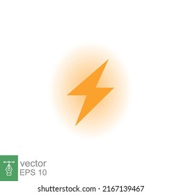 Lightning bolt thunder icon. Power energy battery concept. Glowing yellow on black background. Vector illustration isolated. EPS 10.