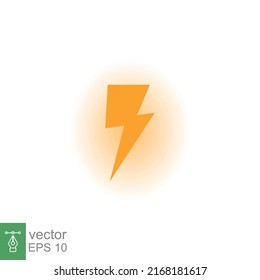Lightning bolt thunder icon. Power energy battery concept. Glowing yellow on black background. Vector illustration isolated. EPS 10.