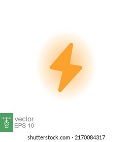 Lightning bolt thunder icon. Power energy battery concept. Glowing yellow on black background. Vector illustration isolated. EPS 10.