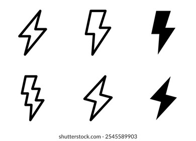 Tornillo de relámpago, conjunto de iconos de trueno Diseño Plantilla