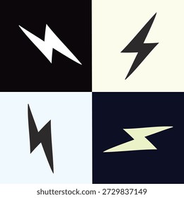 Juego de iconos de rayos y truenos - Símbolos de energía eléctrica, carga y velocidad de energía
