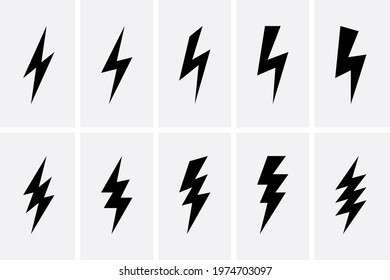 Lightning bolt and thunderbolts Icons set, Vector thundert, flash electricity