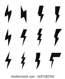 Lightning bolt, thunderstorm icons set.