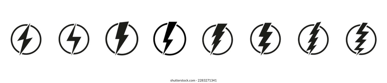  Lightning bolt vector icon. Electric power icon. Flash lightning sign. Vector collection.  EPS 10