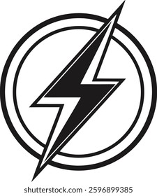 Lightning bolt vector icon with a glossy circular design in blue and green representing electricity and power