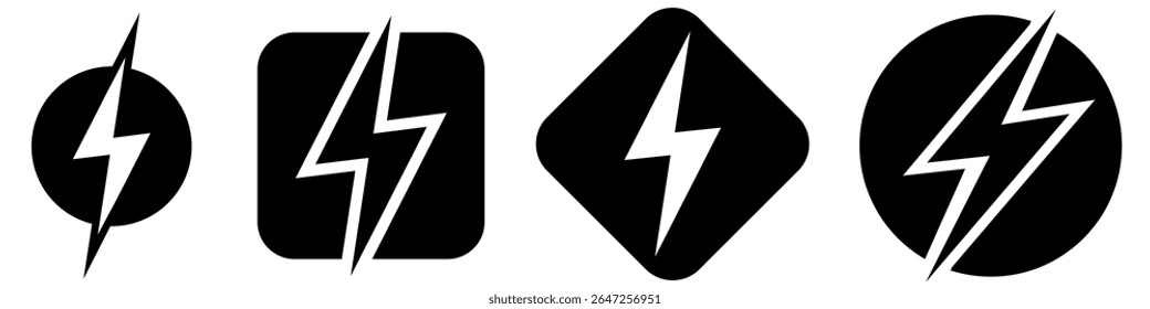 Lightning bolt Vector icon set. Thunderbolt illustration sign collection. Power symbol or logo.