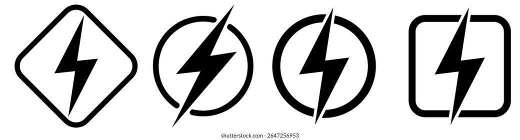 Lightning bolt Vector icon set. Thunderbolt illustration sign collection. Power symbol or logo.