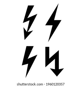 Lightning bolt vector icons isolated on white background