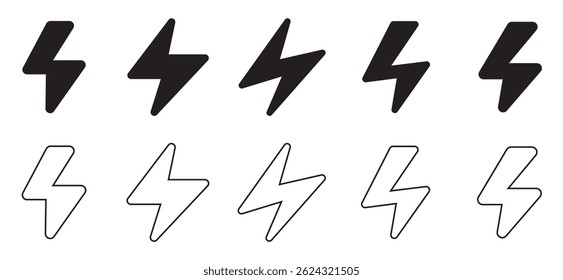 Lightning bolt vector icons set. Electric icon vector. power icon. energy sign. Vector illustration.