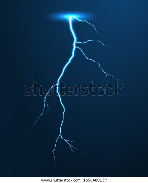 稲妻のベクターイラスト 電気が破裂し 雷が鳴り 古い青の色 のベクター画像素材 ロイヤリティフリー