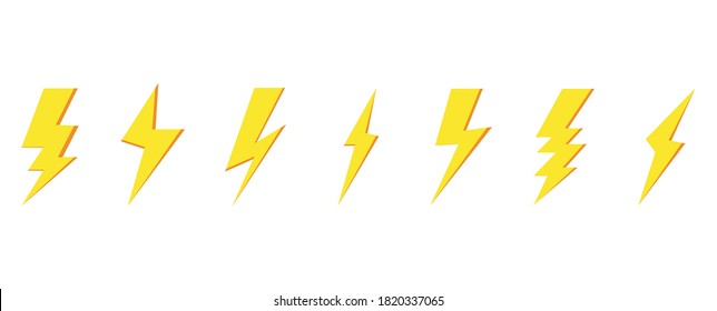 Lightning Bolt Vector Set Isolated On Stock Vector (Royalty Free ...