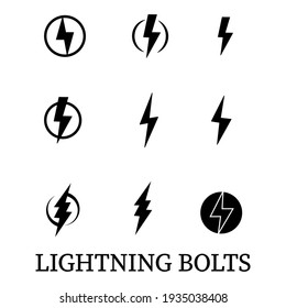 Lightning bolt vector sign, icon isolated on white