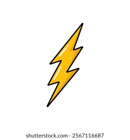 Lightning bolt vector. Lightning sign yellow color in cartoon style on white background. Flash symbol. Vector illustration.