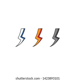 Lightning bolt vector signs, icons isolated over white