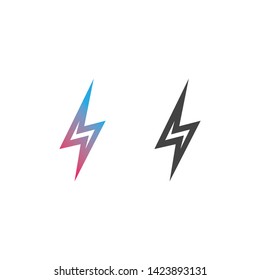 Lightning bolt vector signs, icons isolated over white