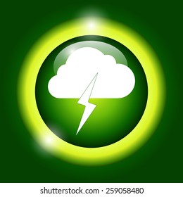 Lightning bolt weather flat line icon infographic illustration template for web or brochure. Vector illustration.