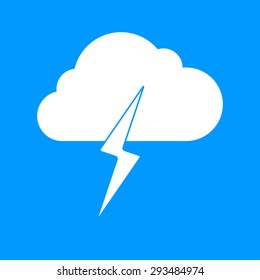 Lightning bolt weather flat line icon infographic illustration template for web or brochure. Vector illustration.