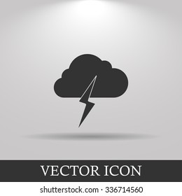 Lightning bolt weather flat line icon infographic illustration template for web or brochure. Vector illustration.