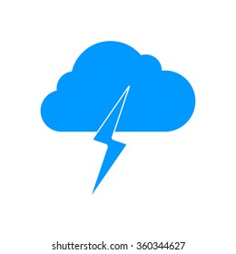 Lightning bolt weather flat line icon infographic illustration template for web or brochure. Vector illustration.