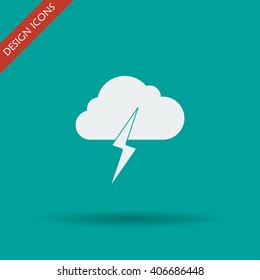 Lightning bolt weather flat line icon infographic illustration template for web or brochure. Vector illustration.