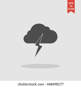 Lightning bolt weather flat line icon infographic illustration template for web or brochure. Vector illustration.