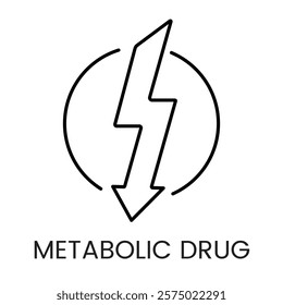 A lightning bolt within a circle icon in vector, representing energy or metabolism stimulation, with an editable stroke.