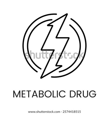 A lightning bolt within a circle icon in vector, representing energy or metabolism stimulation, with an editable stroke.