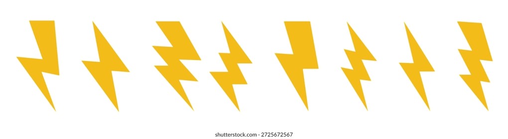 Diseño de conjunto de iconos de amarillo de rayo 