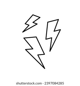 Lightning bolts. Black and white drawing, icon, coloring page. Vector illustration.