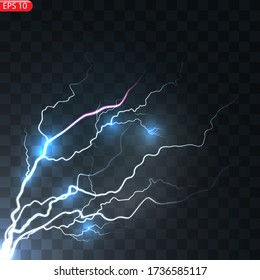 Lightning Bolts Realistic Vector Illustration Powerful Stock Vector ...