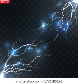 Lightning Bolts Realistic Vector Illustration Powerful Stock Vector Royalty Free
