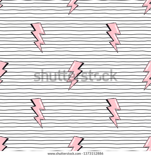 漫画風のシームレスな模様 落書き風のぼかした背景に雷が鳴る のベクター画像素材 ロイヤリティフリー