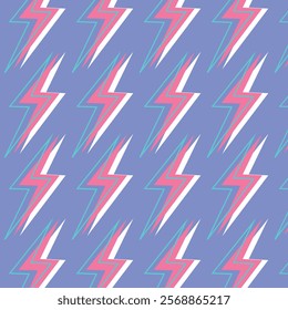 Lightning bolts Seamless Pattern. pink and purple repeating background.