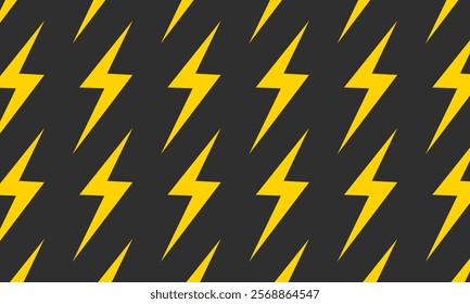 Lightning bolts Seamless Pattern. Yellow and Black repeating background.