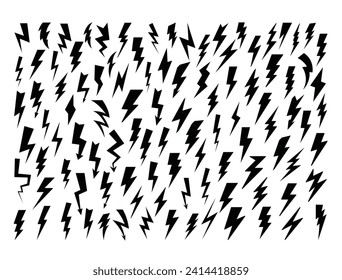 Lightning Bolts silhouette vector art white background