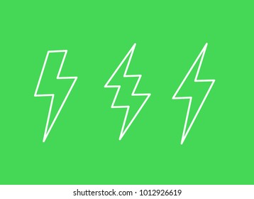 Lightning bolts, vector line icons