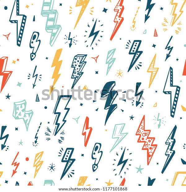 Lightning Bolts Vector Seamless Pattern Repeat Stock Vector (Royalty ...