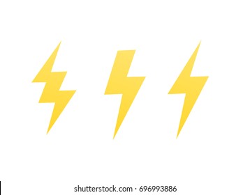 Lightning bolts, vector signs on white