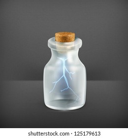 Lightning in a bottle, vector icon