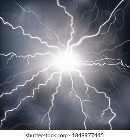 lightning with branches in the fog. vector illustration