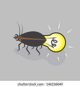 Lightning bug with light bulb 