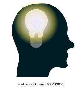 Lightning bulb in the head profile