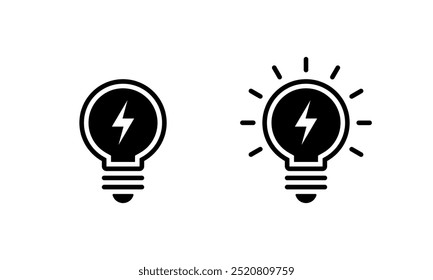 Lightning bulb icon generic style. Lamp with thunderbolt sign symbol