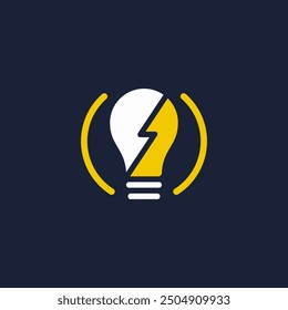 lightning bulb logo design template