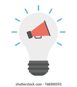 
A lightning bulb and a speaker icon representing advertising idea
