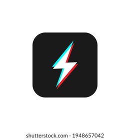 Lightning button icon, social media modern design button