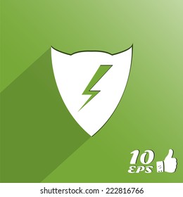 Lightning button on the background. Made in vector