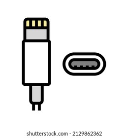 lightning cable color icon vector. lightning cable sign. isolated symbol illustration