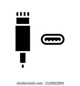 lightning cable glyph icon vector. lightning cable sign. isolated contour symbol black illustration